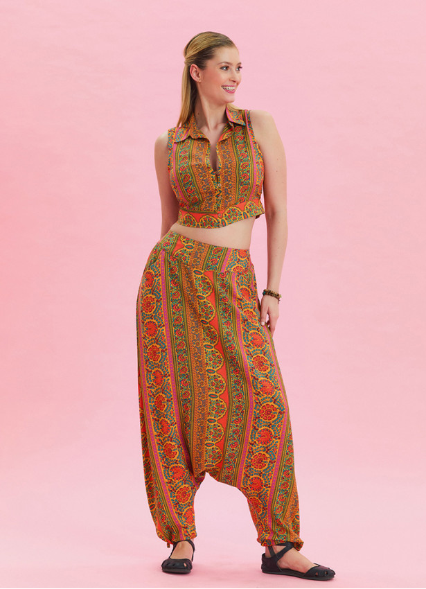 Orange Ethnic Shalwar with Pocket Detail and Laced Legs 4477